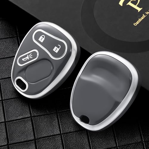 ELOHEI Key Fob Cover for Chevy, Premium Soft Key Fob Case Compatible with 2000-2007 Chevrolet Silverado Avalanche Equinox Suburban S10 Tahoe Trailblazer GMC Envoy Sierra Yukon Buick Rainier(Gray) - Image 2
