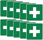 10 PCS First Aid Kit Signs - Self Adhesive Vinyl Sticker (7cm x 7cm)