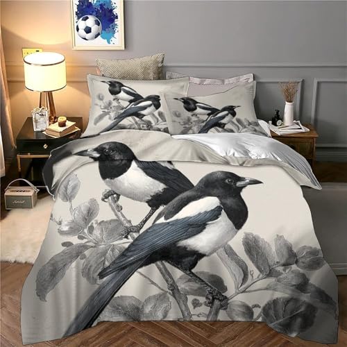 Housse de couette anti-allergique en microfibre motif oiseaux