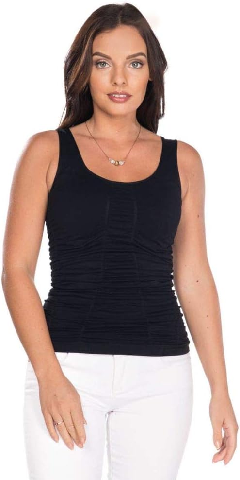 1316 Double Scoop All-Over Ruched Tank Top – Flattering, Seamless, Bra-Friendly Essential