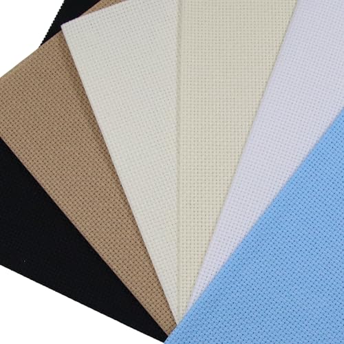 Image of KCS 6 pc of 12 inch x 18 inch (30cmx45cm) Counted Cotton Aida Cloth Cross Stitch Fabric (14CT-A)