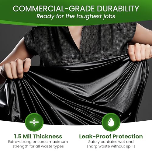 Betta 30-33 Gallon Black Trash Bags, 100 Count Box, (33x39-inch) Commercial Heavy-Duty Garbage Can Liners for 20-32 Gallon Round Cans, 23-29 Gallon Slim and Square Cans