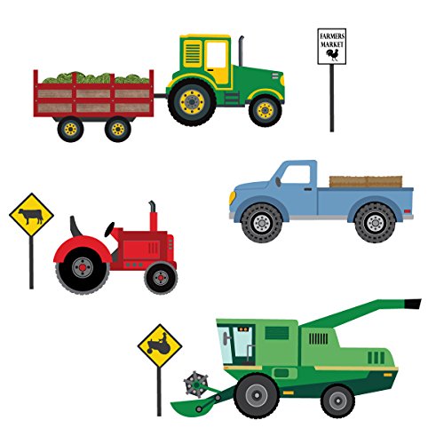 Four Farm Vehicle Wall Decals Eco-Friendly Peel And Stick Removable Wall Stickers, Tractor Wall Decals #TOP25