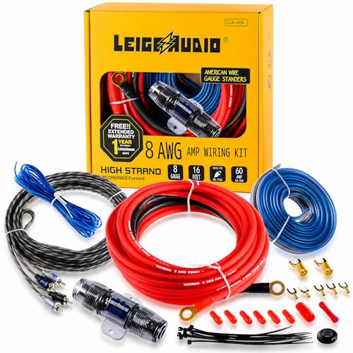 8 Gauge Subwoofer Wiring Kit Ture 8 AWG Amplifier Installation Wiring Kit - Car Amp Wiring Kit Helps You Make Connections and Brings Power to Your Radio, Subwoofer and Speakers