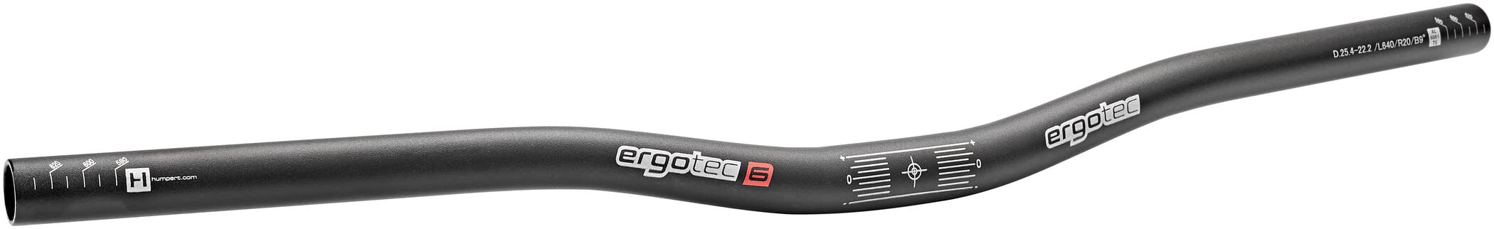 ERGOTEC handlebar Low Riser 25.4, GW640, GL190, GH20, 9° AL6061 T6, 2.1-3.1-2.1 black sand.