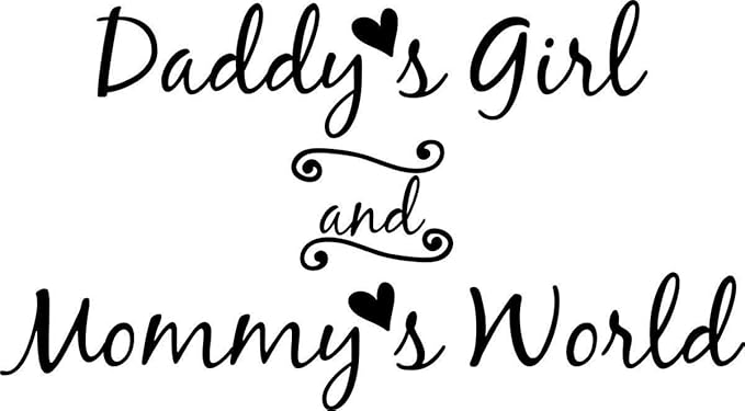 ISEE 360 Vinyl Decal Daddys Girl and Mommys World Wall Decal Sticker Mural Home Decor Quote Baby Nursery L X H 56 cm X 50 cm