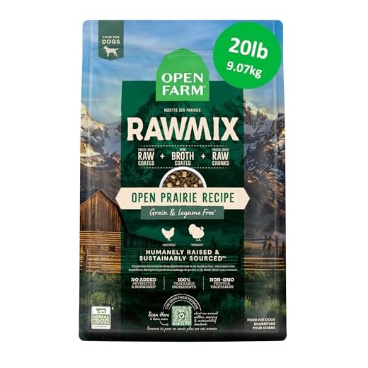 Open Farm, RawMix Grain-Free Dry Dog Food, Protein-Packed Kibble Coated in Bone Broth with Freeze Dried Raw Chunks, Chicken & Turkey, Open Prairie Recipe, 20lb Bag