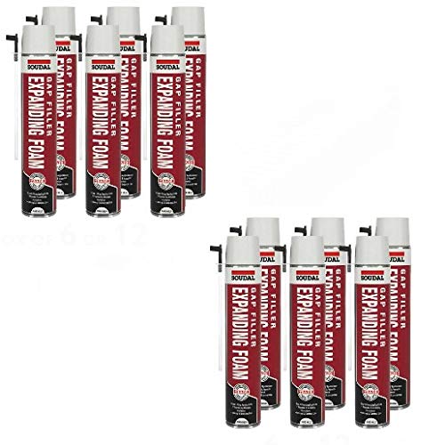 12x Soudal Soudafoam Gap Filler PU Expanding Foam Hand Held 750ml