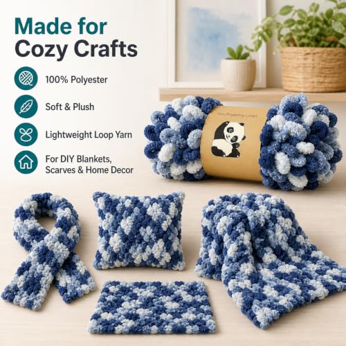Image of Loop Yarn 5Packs,Shenlin Chunky Chenille Yarn for Hand Knitting Baby Blanket,Machine Washable Polyester Fluffy Thick Bulky Yarn for Scarfs,Craft Projects