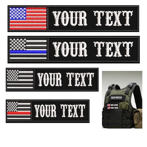 Customizable Name Patches with Hook FastenerPersonalized Tactical Embroidered Name Tapes with American Flag Patch for Hats Caps Bags Backpacks Tactical Vest Military & More