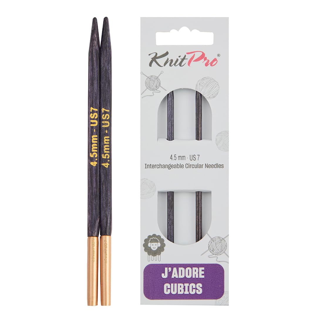 KnitPro J’Adore Cubics Interchangeable Circular Needles 4" (10cm) | 4.50mm