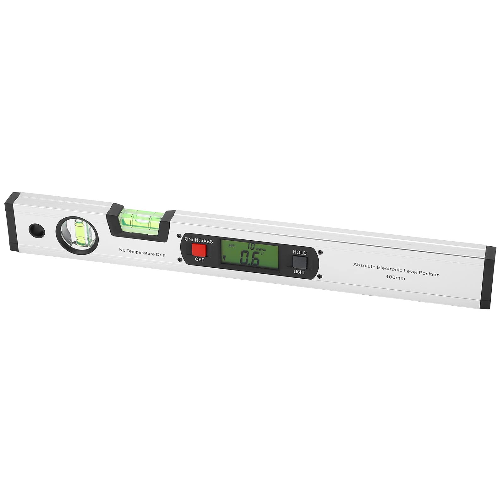 Righello angolare con display digitale da 400 mm e indicatore di livello elettronico - Goniometro in lega di alluminio con base magnetica e LCD retroilluminato per installazione