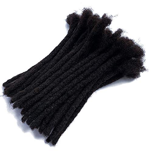 YONNA 100% Human Hair Medium Size (0.8cm Width) Dreadlocks Extensions 20Locs Full Handmade 8inch Natual Black #1B