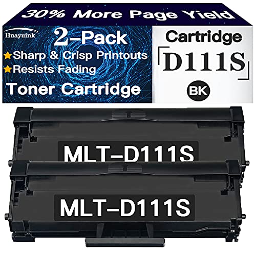 2-Pack Black MLT-D111S D111S Compatible Cartridge Replacement for Samsung Xpress M2020 M2020W M2022 M2022W M2070 M2070F M2070FW M2070W Printer Toner Cartridge - by Huayuink