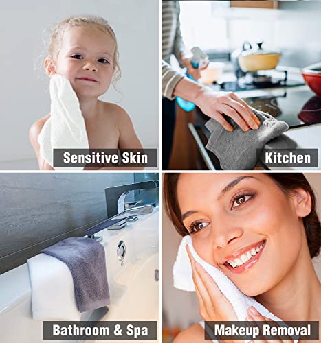 Summermia Bamboo Washcloths12 Pack 13" X 13" - Soft Wash Cloths For Your Face Towel, Wash Cloths For Your Body (Gray) #TOP1
