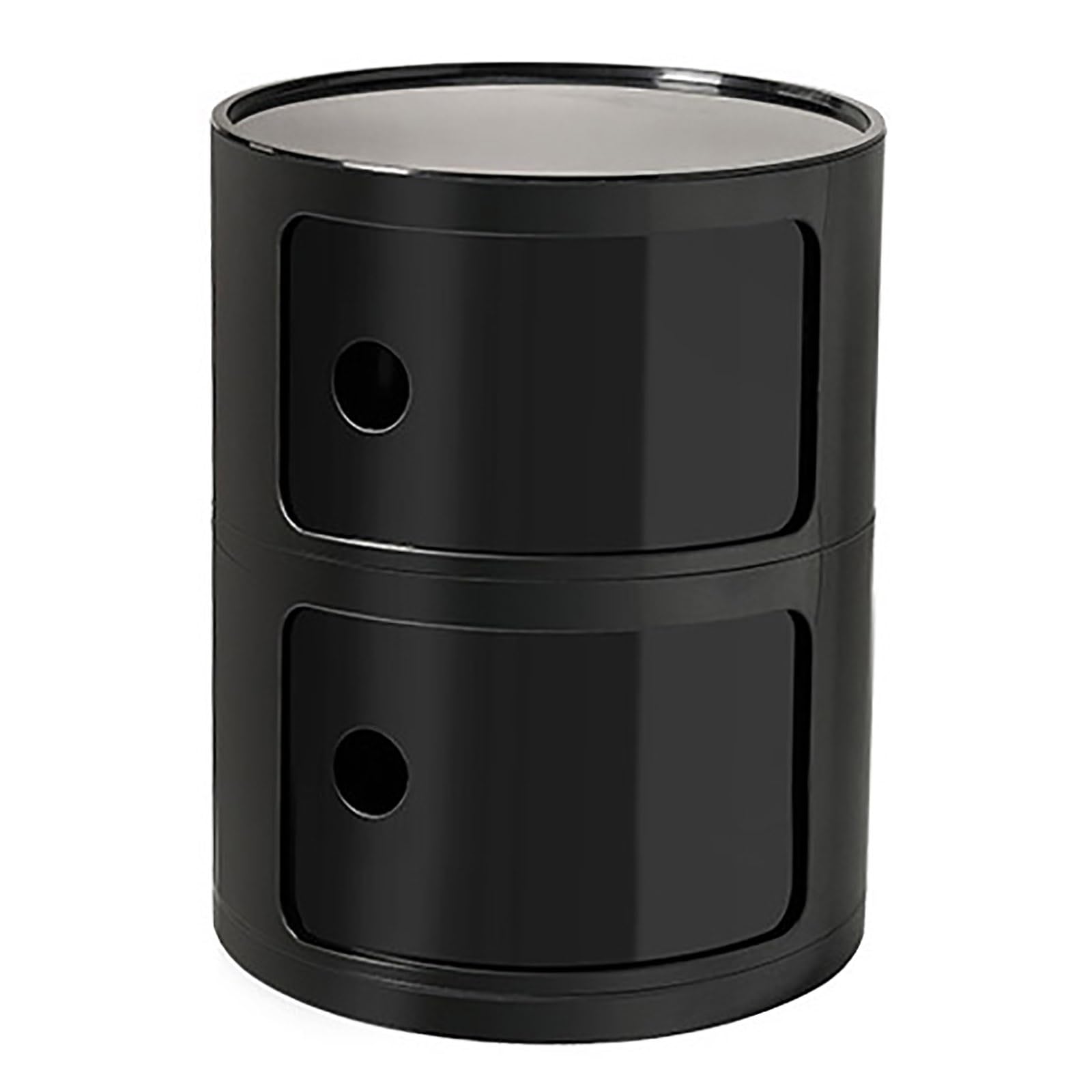 Topjia Round Nightstand with Drawers,Small Bedside Table with Storage,Round Storage Cabinet with Sliding Door,Modern End Table Side Table,Plastic