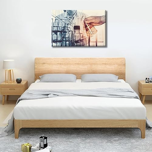 Image of Laboratory Wall Art Bedroom 1 Panels Chemical Equations and Periodic Table Background Posters & Prints Paintings for Wall Decorations Giclee Print Gallery Packaging Artwork Ready to Hang (16 inch Wx24 H)