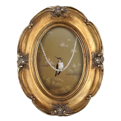 Emiyea Vintage Bronze Oval Frame – Art Deco Antique Gold Decor