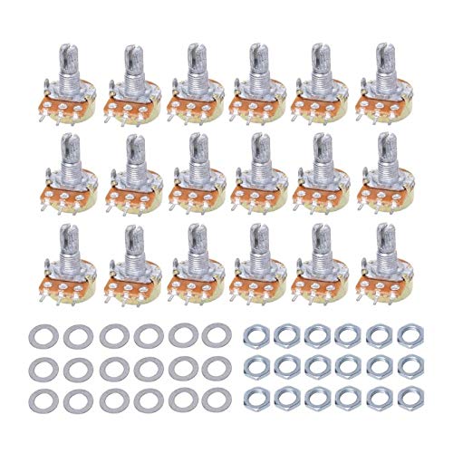 18Pcs 9 Values Single Potentiometer Assortment Kits B500K-5K with Nut and Washe Oct18