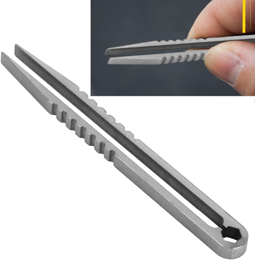 Ejoyous EDC Tweezers Portable Tweezers 3.3in Alloy for Camping Hiking Travel with High Strength Good Flexibility (Original Color)