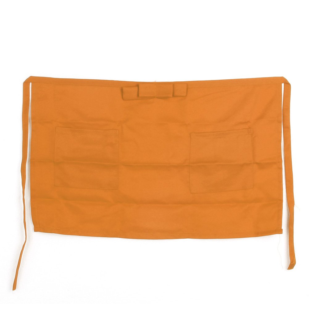 RK-HYTQWR Half Short Waist Polyester Apron Waitress Waiter With Pocket Kitchen Cafe Pub,Orange Waiter half apron,Orange