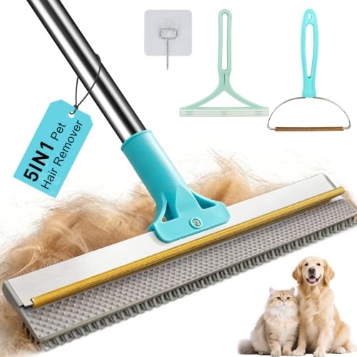 Vivifying Carpet Rake Pet Hair Remover Set, 56" Handle +