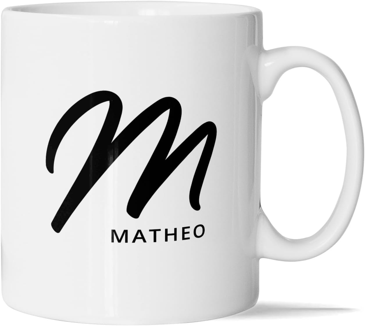 White Ceramic Initial Letter M Name Printed Personalized Coffee Mug for Men Boys or Mateo Ideal for Home Office and Gifting