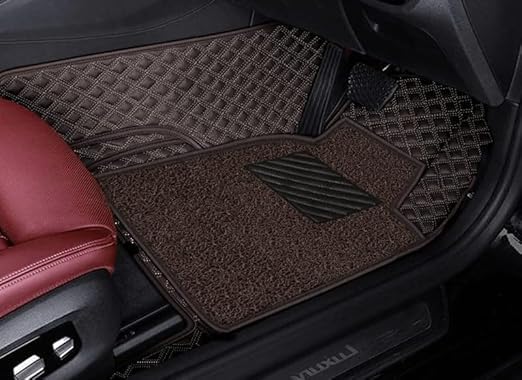 Image of Auto Ride 7D Luxury Car Mats for Mg Hector Plus (7 Seater)| Ultra-Premium PU Leather | Waterproof, Dustproof & Anti-Slip | Custom Fit All-Weather Floor Mats | Color : Coffee