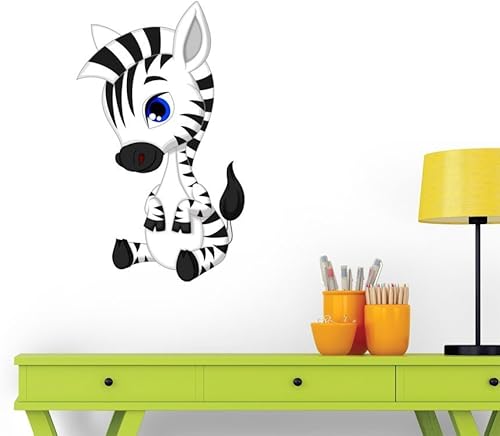 Miniatura 2 de Wallmonkeys WM323415 - Calcomanías de pared para despegar y pegar con dibujos animados de cebra (18 pulgadas de alto x 11 pulgadas de ancho), tamaño