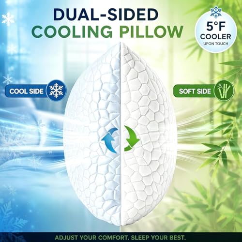 Image of Cooling Bed Pillows for Sleeping 1 Pack Shredded Memory Foam Pillows Adjustable Cool Pillow