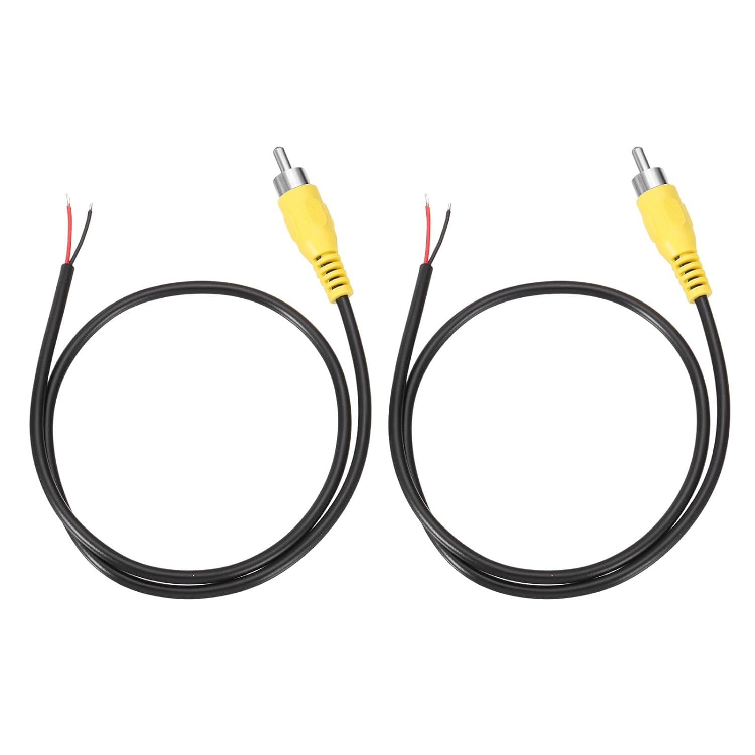 MECCANIXITY 1.6FT RCA to Bare Wire Speaker Cable, 22AWG Replacement Yellow RCA Male Plug to Open End Pigtail Audio Cable Connector Adapter for Amplifier, Home Audio Speakers, Pack of 2
