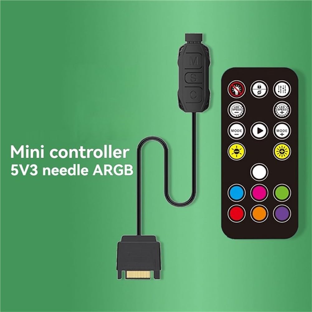 EasyByMall ARGB Controller con telecomando, 5 V 3 pin RGB Hub per case PC Ventole e strisce LED, 17 modalità di controllo illuminazione, installazione senza attrezzi