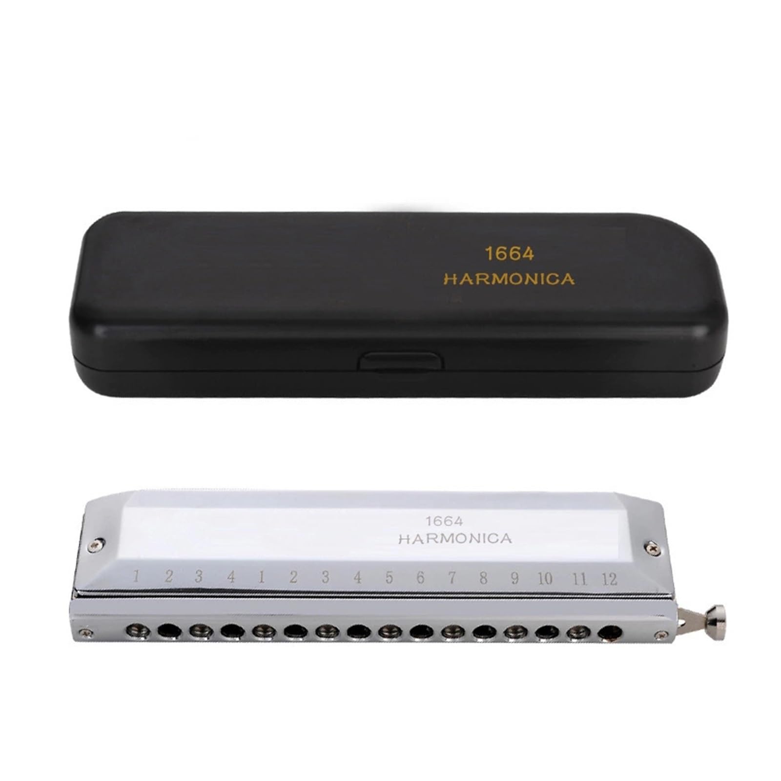 Harmonica Adulte Harmonica Chromatique 16 Trous 64 Tons Instrument De Musique Harmonica Chromatique