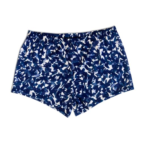 Men's Tan Through Swim Trunks, Blue Jumble, Size Medium