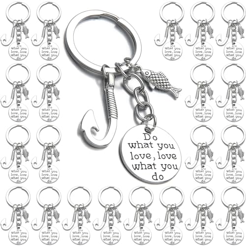 PHAETON 20PCS Fishing Keychain Fish Hook Keychain with Do What