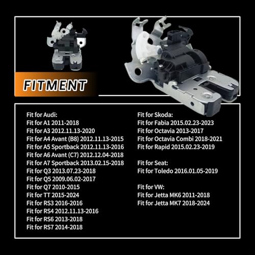Image of Trunk Boot Lid Door Latch Liftgate Lock Latch Fit for Q7 TT RS7 RS6 Fabia Octavia Combi Rapid Toledo Jetta MK6 Jetta MK7 8R0827505 8R0827505A 5C6827505A