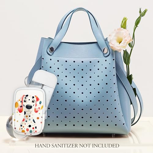Image of Hand Sanitizer Spray Case, Compatible with Touchland Hand Sanitizer Mist Spray, Portable Mini Pouch, Fashion Accessory Keychain with Snap Hook 1FL. OZ., Spotted Dog