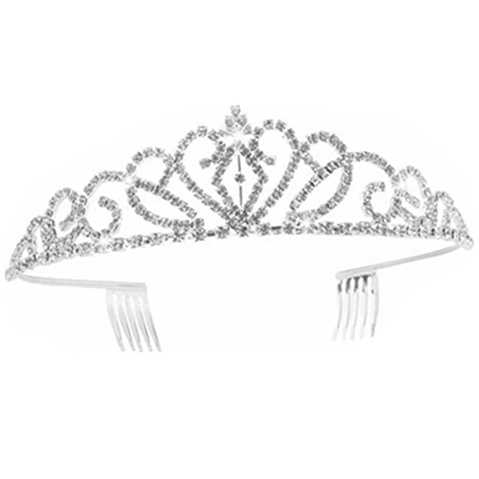BaosongSilver Rhinestone Tiara Crown, Crystal Crown with Comb for Bridal Party Wedding Birthday Carnival Girl Holiday Celebration