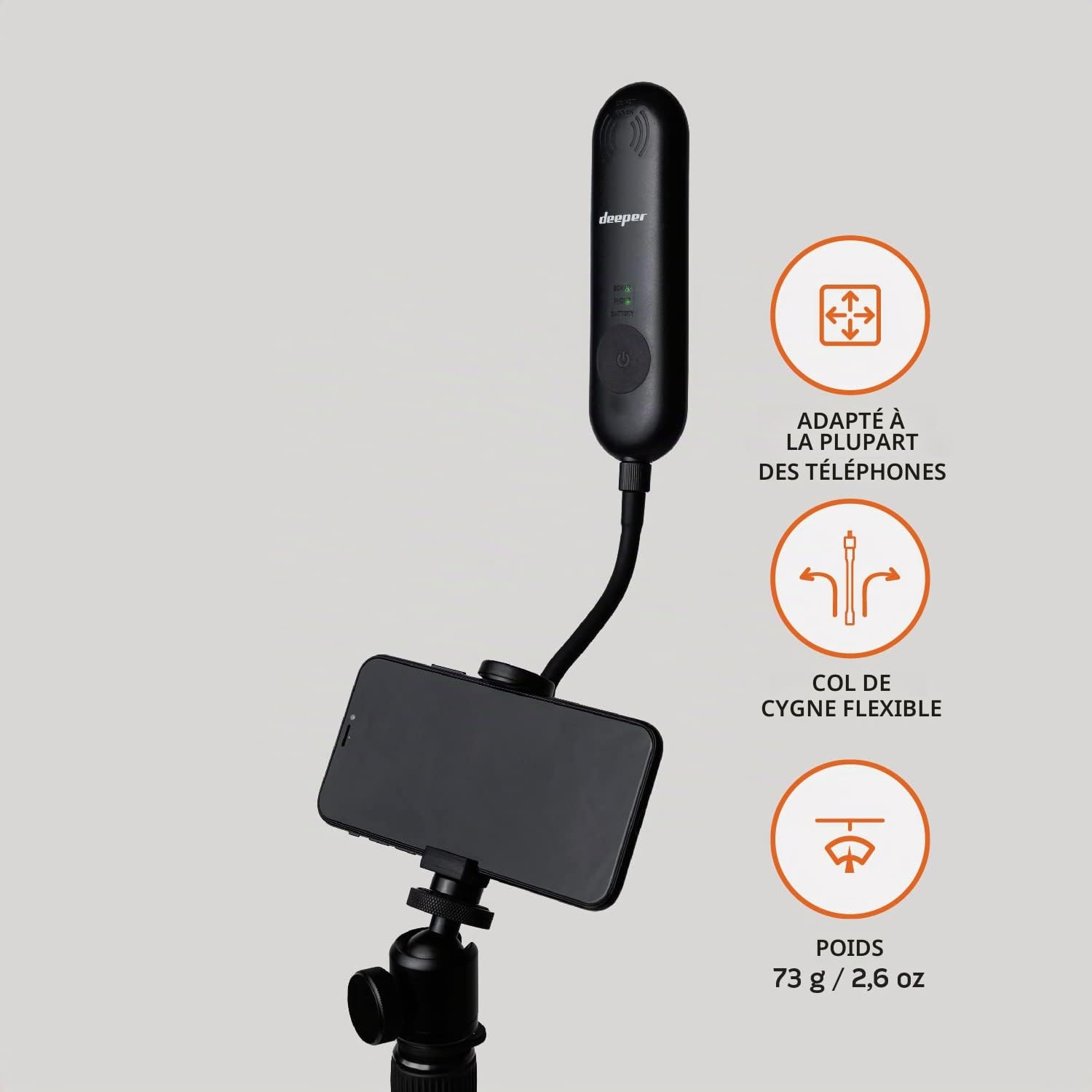 Kit amplificateur de portée Deeper avec Support pour téléphone et amplificateur de portée, Accessoires de pêche, prolongateur de portée Wi-FI pour pêche à la Carpe Compatible avec Le sondeur Deeper