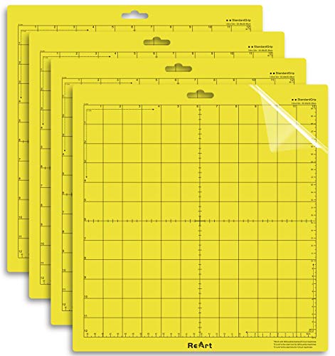 ReArt Standard Grip Cutting Mat for Silhouette Cameo 4/3/2/1-4 Packs 12" x 12" Adhesive Cut Mat Replacement Set Matts Vinyl Craft