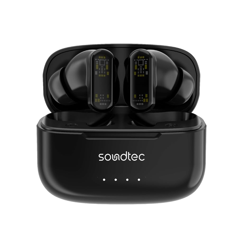 Porodo Soundtec ANC & ENC TWS Earphone with Transparent Earbuds - Black