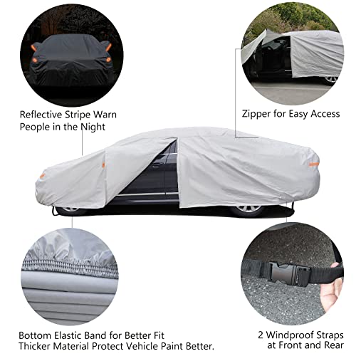 Image of SEAZEN Car Cover Waterproof All WeatheriA'Full car Covers UV Protection /Snowproof /DustproofiA'Universal car Cover 5 Layer Breathable Fabric with CottoniE†201 inch L x 70 inch W x 47 inch H, Sedania€