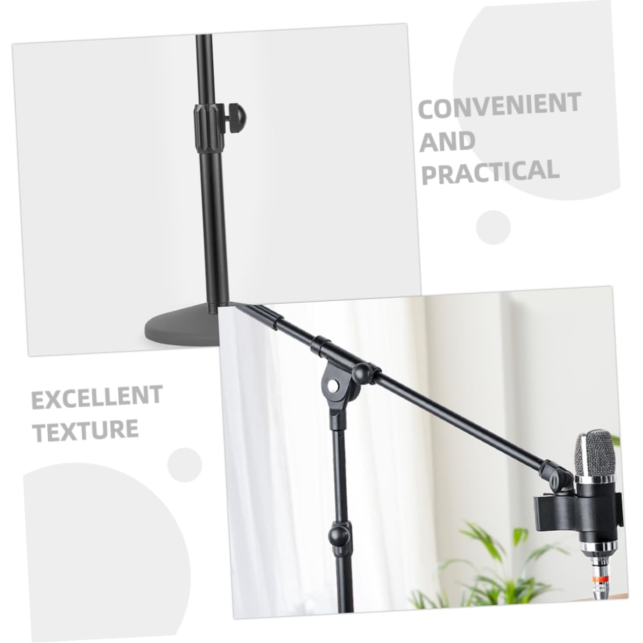 GALPADA Telescopic Boom Pole Microphone Arm Extension Durable Construction Screw Adapter Height for Streaming Recording and Live Performance