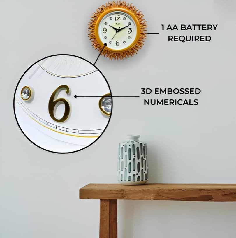Image of Matiz Analog 30 cm X 30 cm Wall Clock | Brown | with Glass | Standard| 327 Light Brown