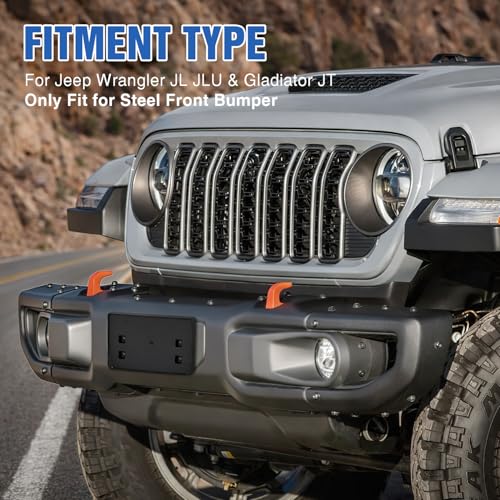 Image of Nilight Front License Plate Frame Holder Mounting Bracket for 2018-2023 2024 2025 2026 Jeep Wrangler JL JLU & Gladiator JT Accessories Replace # 68295610AA CH1068150 Black only for Steel Bumper