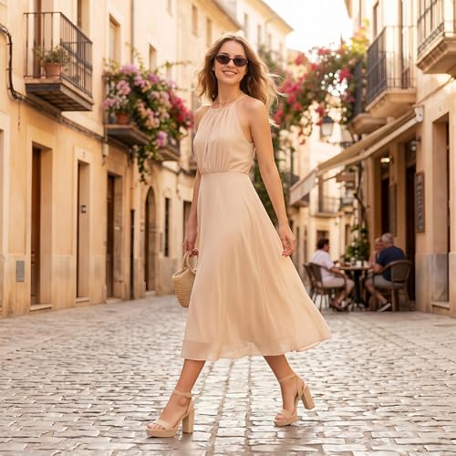 Image of ZriEy 4-Inch Platform Clear High Heels for Women Block Chunky Heeled Sandals Open Toe Ankle Strap Heels Wedding Party Evening Prom Dress Pump Sandal Shoes
