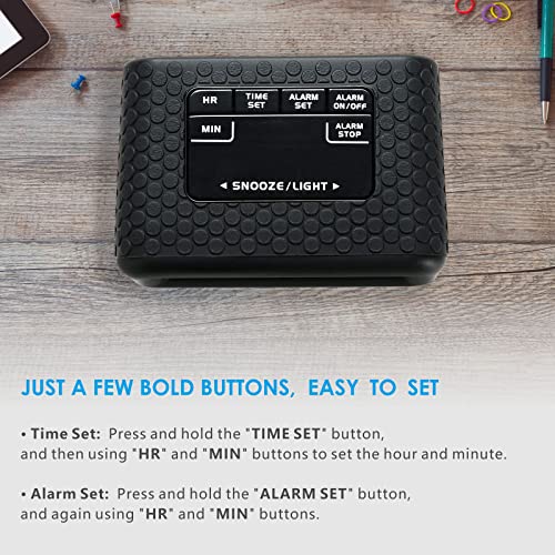 Plumeet Digital Alarm Clock Kids Alarm Clock With Snooze And Backlight - Simple Travel Clocks Large Lcd Display - Loud Alarm Clock For Bedroom - Battery Powered(Black) #TOP5