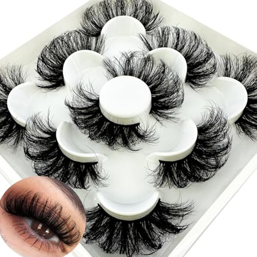 HBZGTLAD new 5 Pairs 25 mm 3d Mink Lashes Bulk Faux with Custom Natural Mink Lashes Pack Short Wholesales Natural False Eyelashes (XM555)