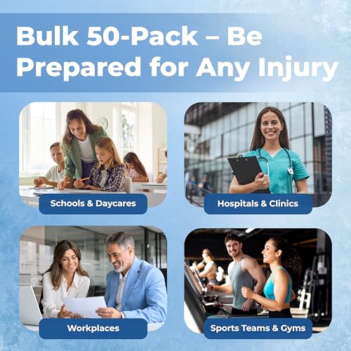 Image of Instant Cold Pack | Disposable Ice Packs - Cold Therapy for Injuries, Swelling, Inflammation, Muscle Strains - Ideal for First Aid Kits - 5x6 Inches, 50 Count (Pack of 3)