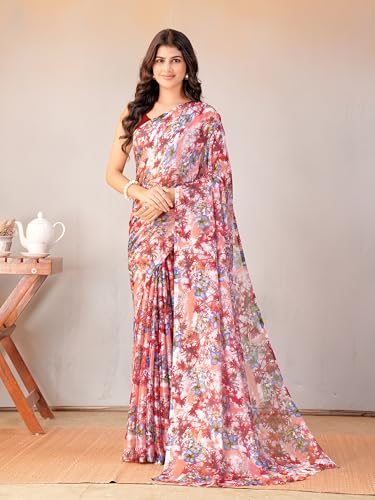 Image of Garden Vareli Floral Print Chiffon Saree